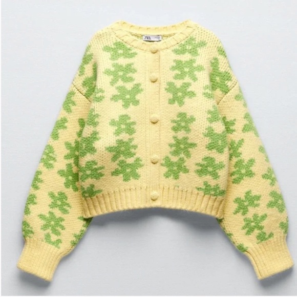 Zara Floral Jacquard Knit Cardigan NWT - Picture 6 of 8